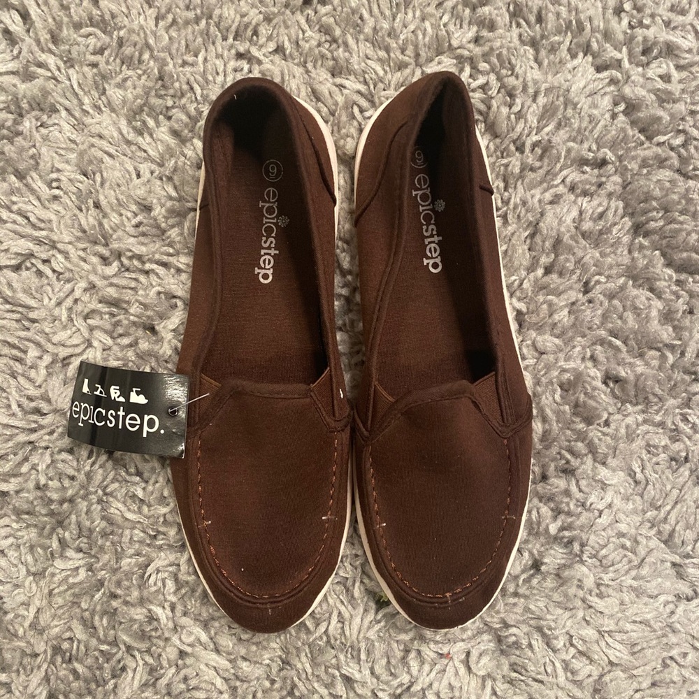 Brown Slip On Canvas Shoes
